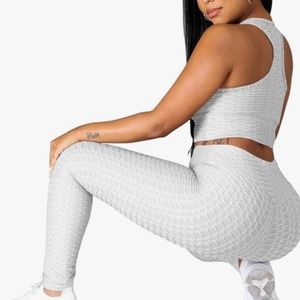 White Bride Two Piece Workout Set, Size Small